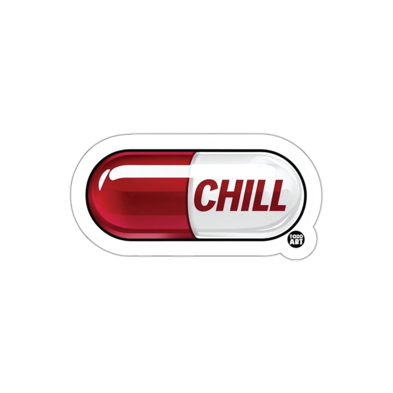 Load image into Gallery viewer, Chill Pill Sticker with Red and White Capsule Design
