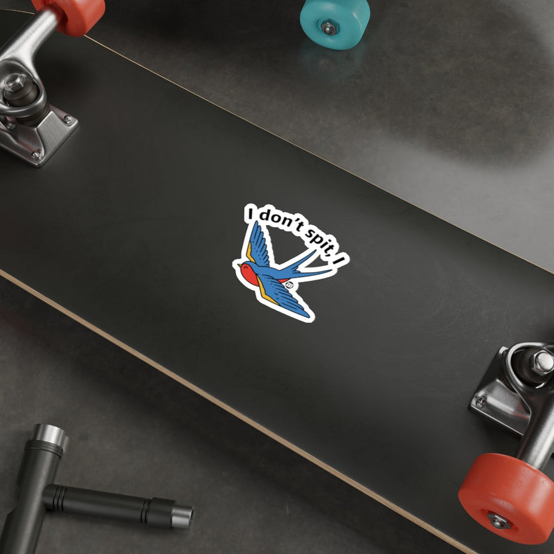 Load image into Gallery viewer, I don't spit I blue red swallow graphic sticker 
