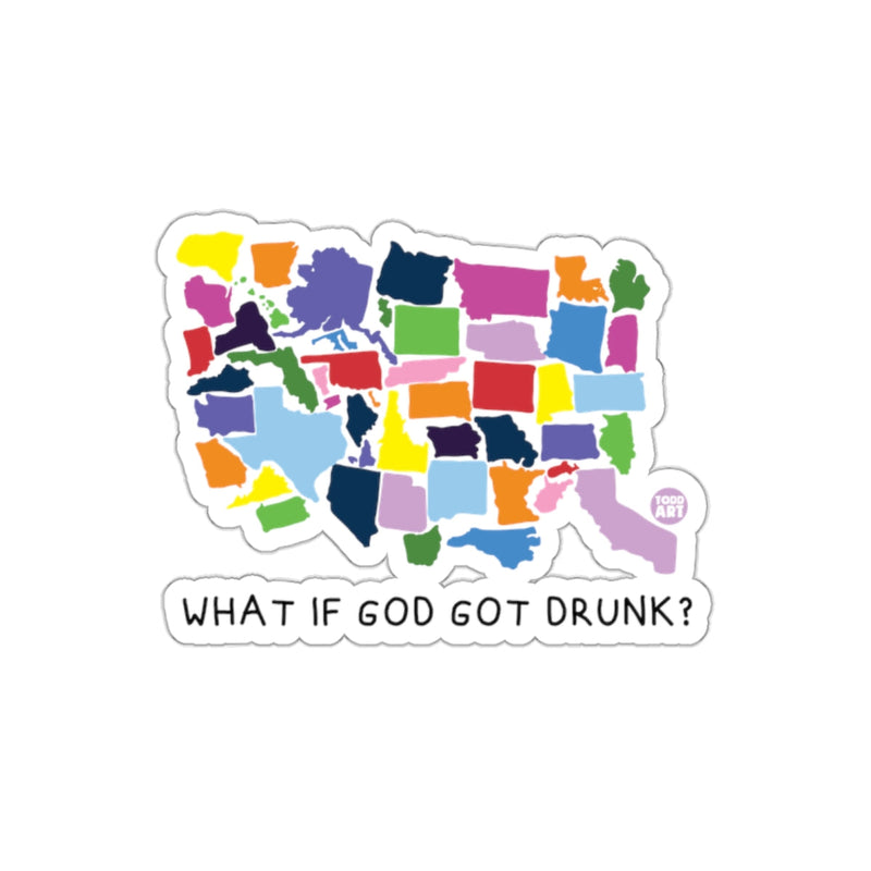 Load image into Gallery viewer, WHAT IF GOD GOT DRUNK Colorful Map Sticker
