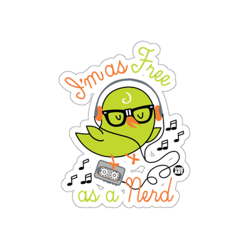 Load image into Gallery viewer, I'm As Free As A Nerd Funny Nerdy Bird Sticker

