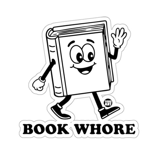 Waving Smiling Walking Book Whore Cartoon 