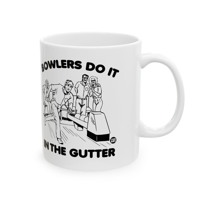 Load image into Gallery viewer, Bowlers Do It In the Gutter Coffee Mug, Funny Bowler Mug
