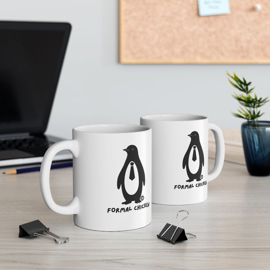 Formal Chicken Penguin Design Coffee Mug