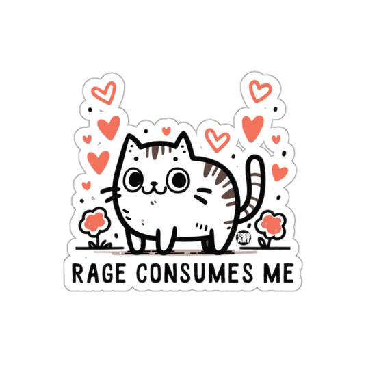 Rage Consumes Me Cute Cat with Hearts Sticker