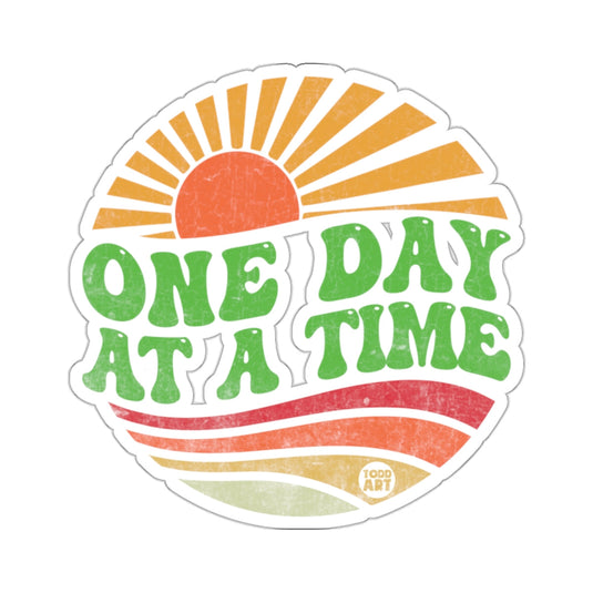 ONE DAY AT A TIME Retro Sun Waves Positive Vibes 