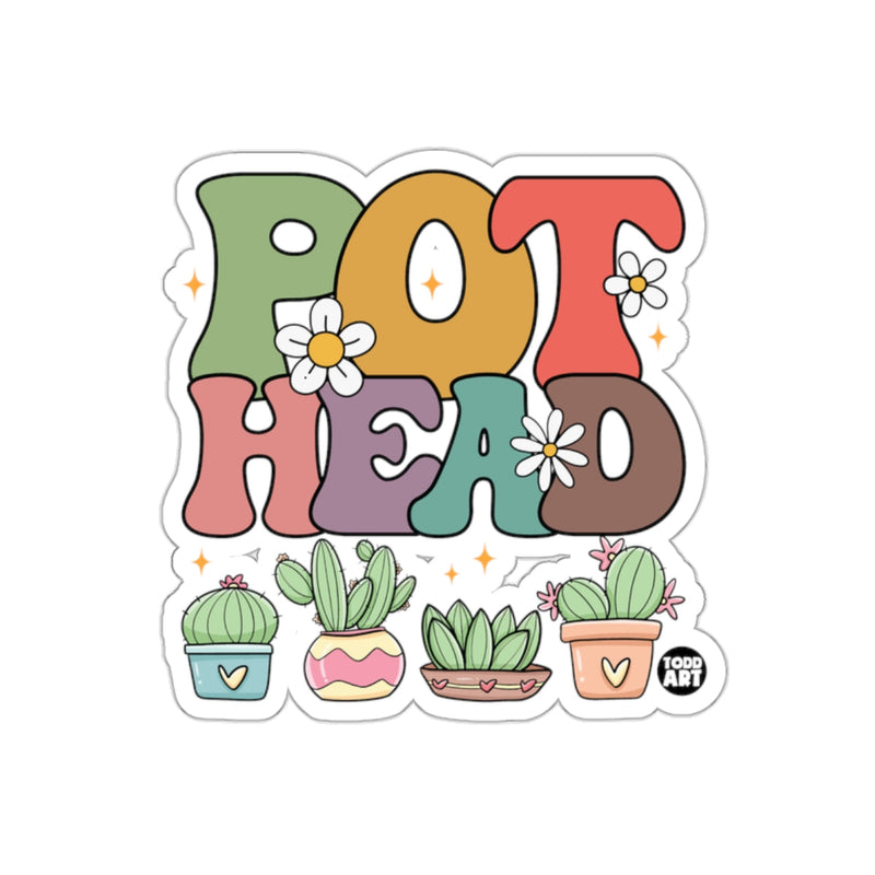 Load image into Gallery viewer, Colorful Pot Head with Potted Cacti Sticker Decal
