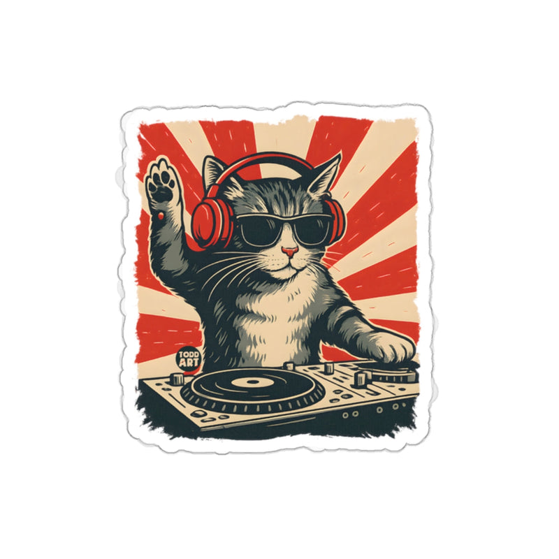 Load image into Gallery viewer, DJ Cat With Headphones and Sunglasses Artwork sticker
