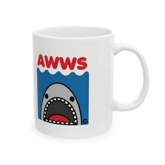 Aww Jaws Mug, Funny Jaws Shark Mug, Shark Joke Mug