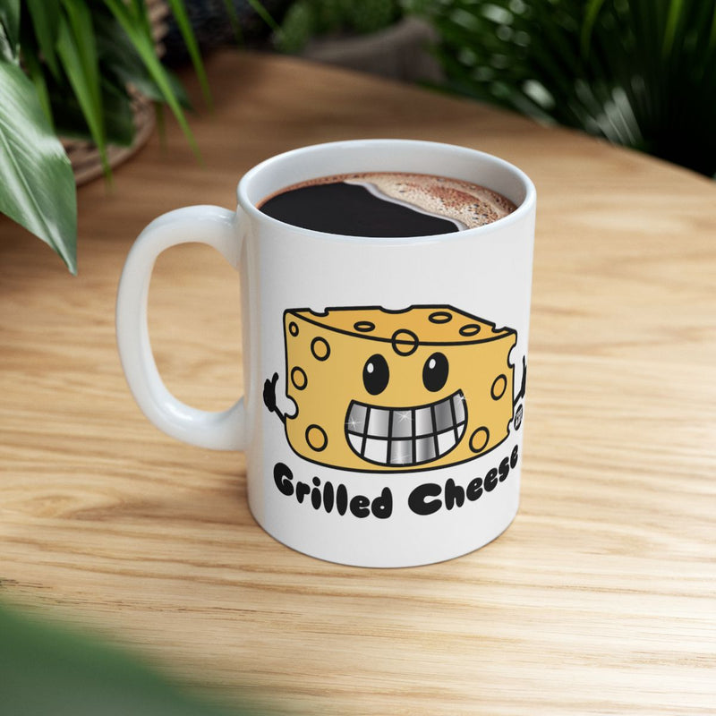 Load image into Gallery viewer, Cute Grilled Cheese Mug with Smiling Cheese Design
