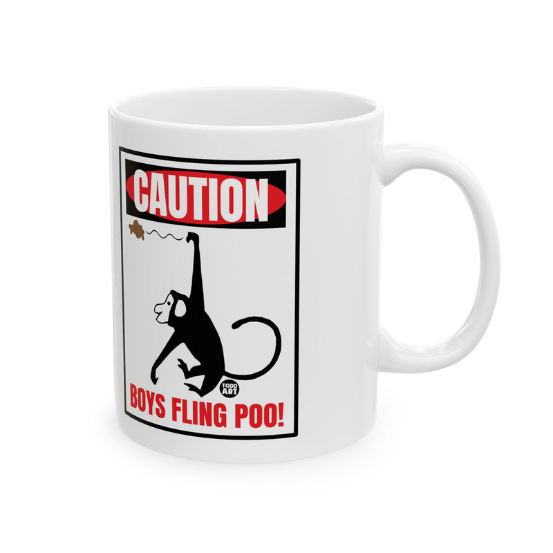 Load image into Gallery viewer, Boys Fling Poo Monkey Coffee Mug, Funny Monkey Mug
