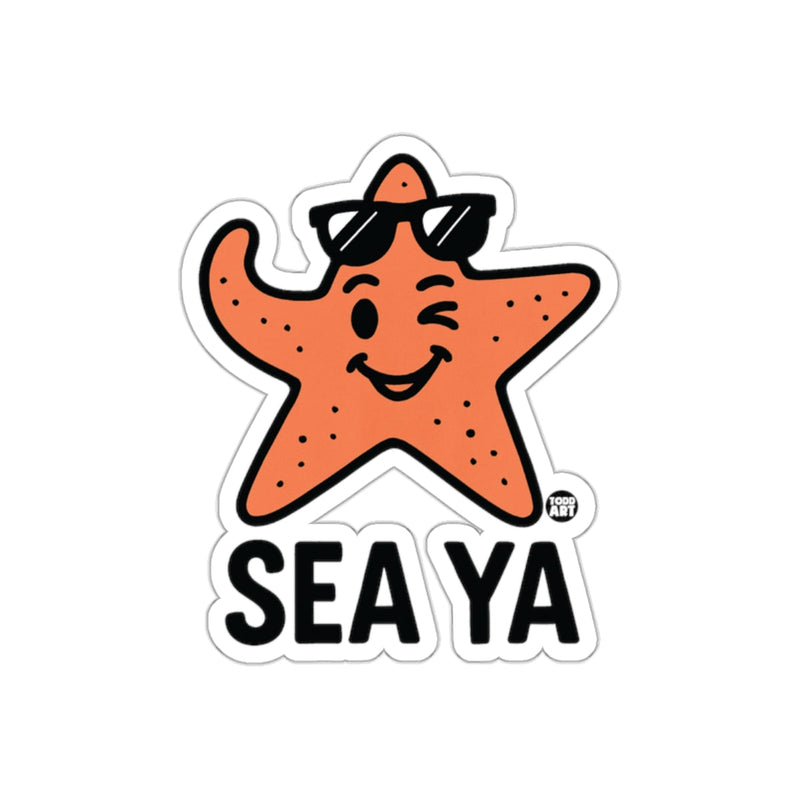 Load image into Gallery viewer, Sea Ya Winking Starfish with Sunglasses Sticker
