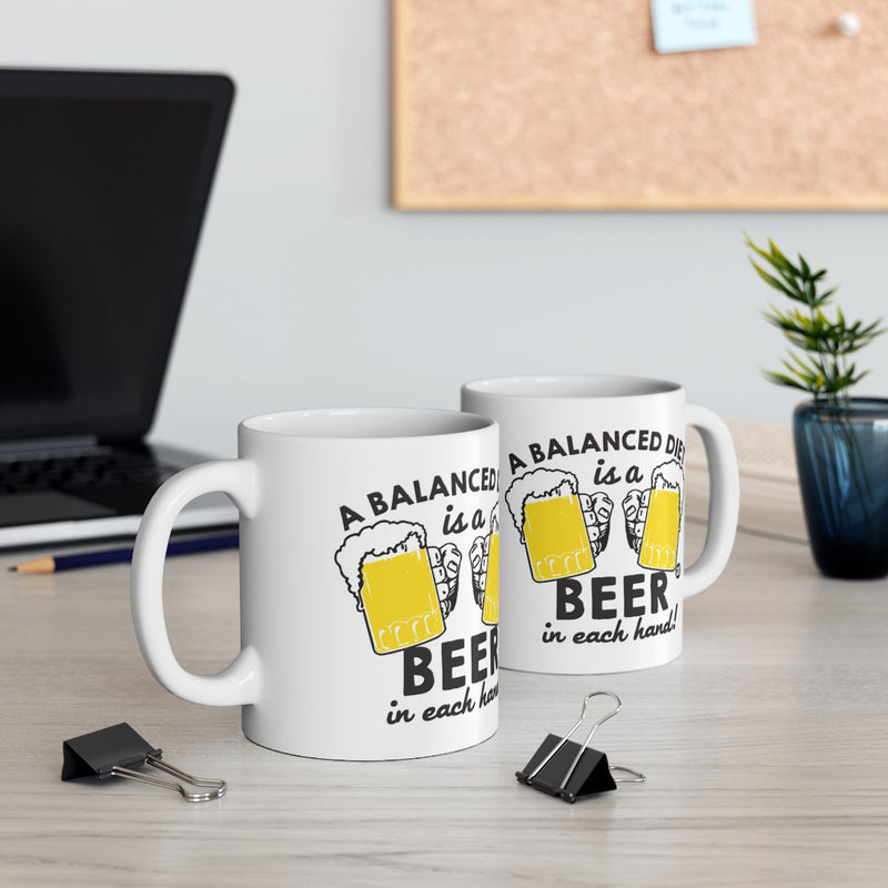 Load image into Gallery viewer, A Balanced Diet Beer In Each Hand Typography Mug
