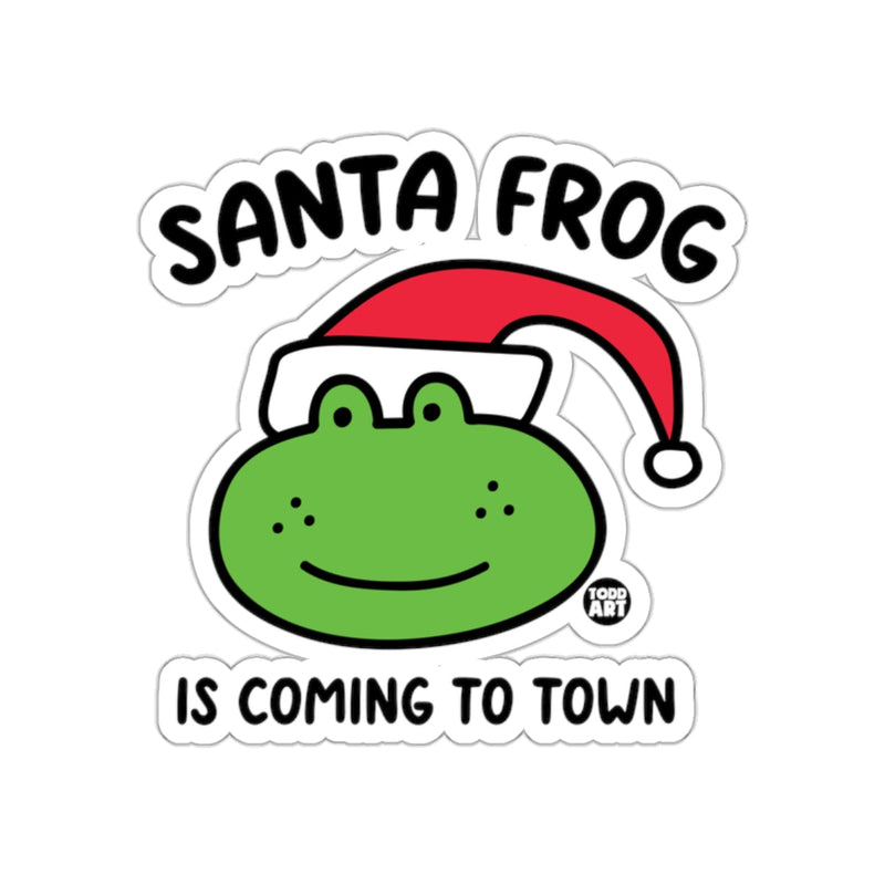 Load image into Gallery viewer, Santa Frog Is Coming To Town festive sticker

