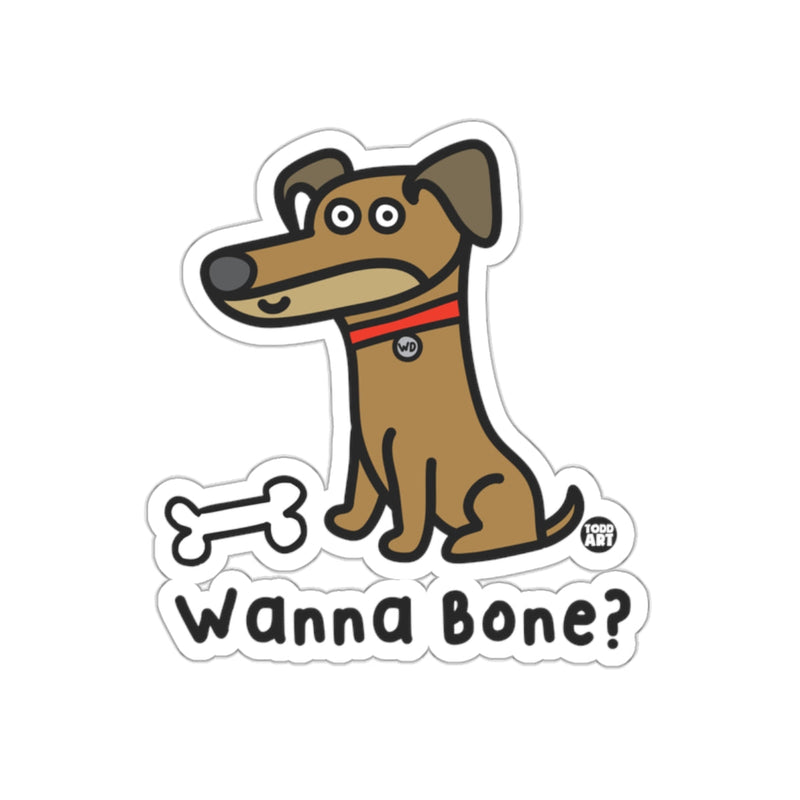 Load image into Gallery viewer, Wanna Bone? Cartoon Dog Sticker Fun and Quirky Design
