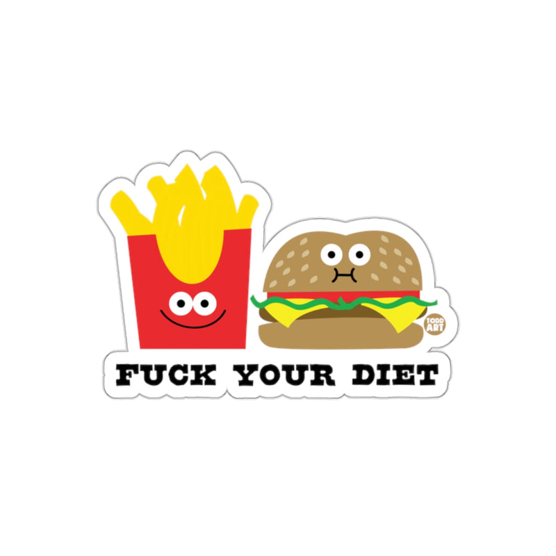 Load image into Gallery viewer, Funny Burger and Fries Fuck Your Diet Sticker
