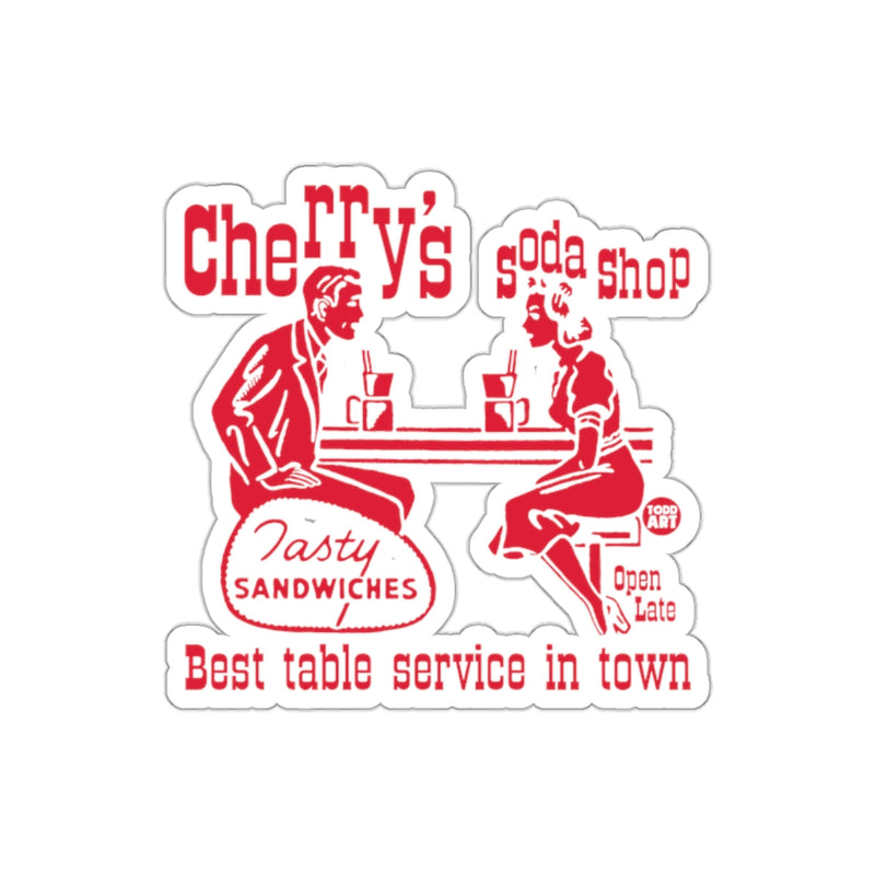 Load image into Gallery viewer, Cherry's Soda Shop With Table Service Red Artwork sticker
