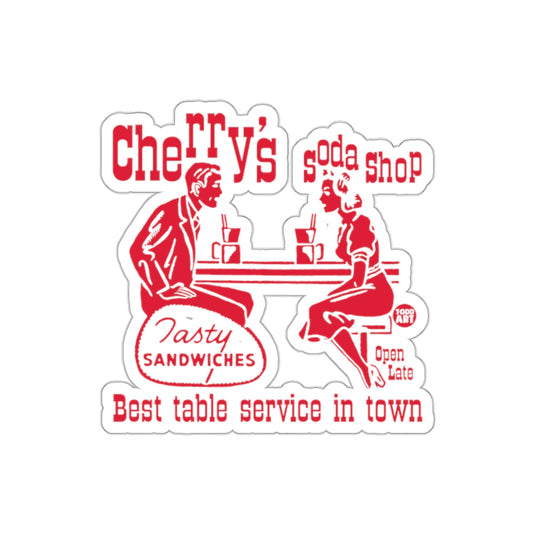 Cherry's Soda Shop With Table Service Red Artwork sticker