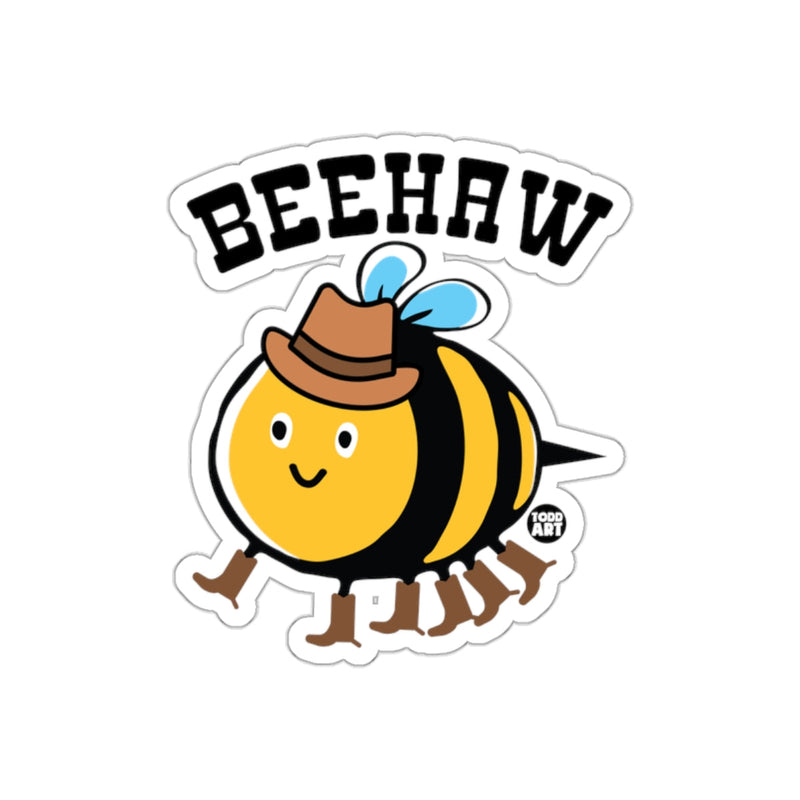 Load image into Gallery viewer, Beehaw Sticker Cute Hat Wearing Bumblebee Artwork
