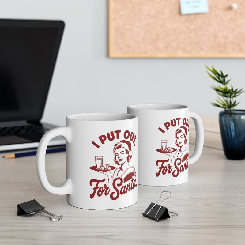 Load image into Gallery viewer, I Put Out For Santa Funny Holiday Mug with Retro Design
