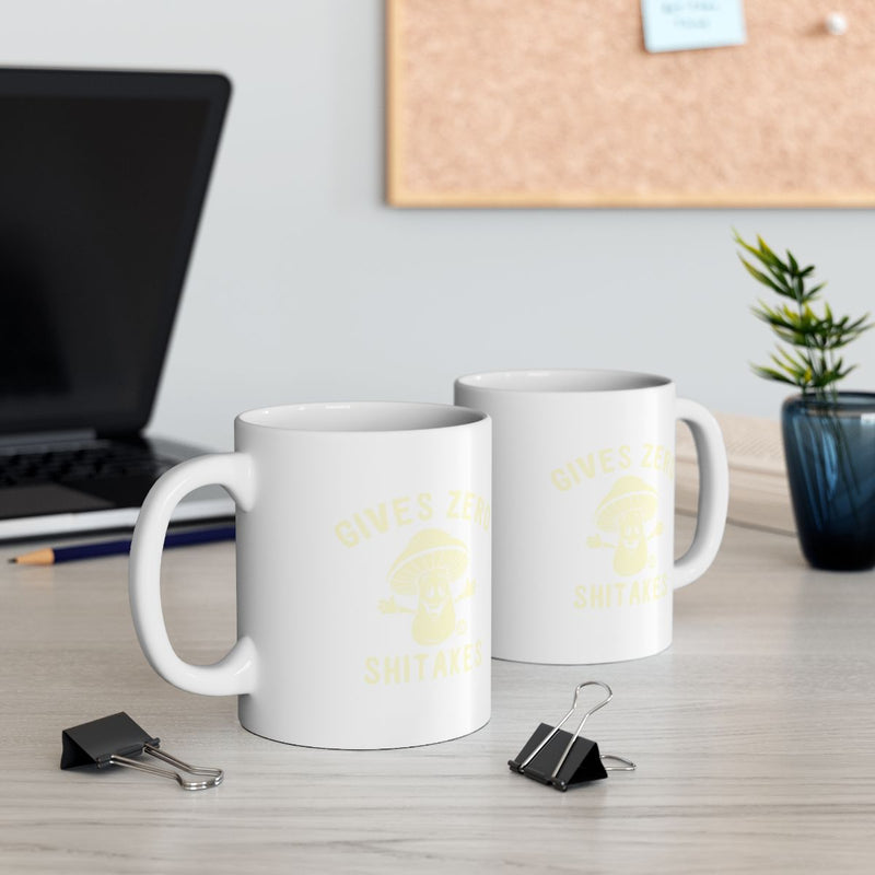 Load image into Gallery viewer, Funny Coffee Mugs with GIVES ZERO SHITAKES Text
