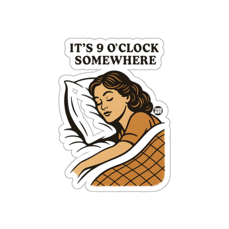 Load image into Gallery viewer, It's 9 O'clock Somewhere Sticker with Retro Art Design
