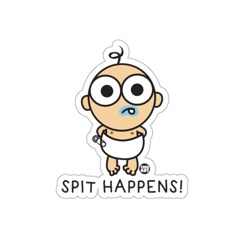 Load image into Gallery viewer, Spit Happens Funny Cartoon Baby Sticker Product
