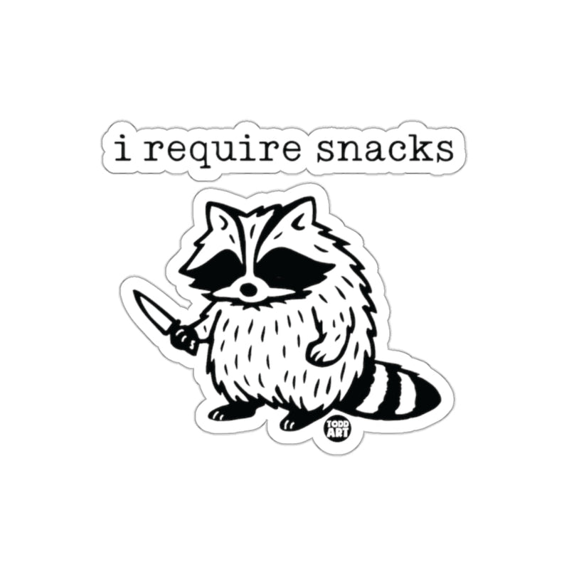 Load image into Gallery viewer, I Require Snacks Raccoon with Knife Funny sticker
