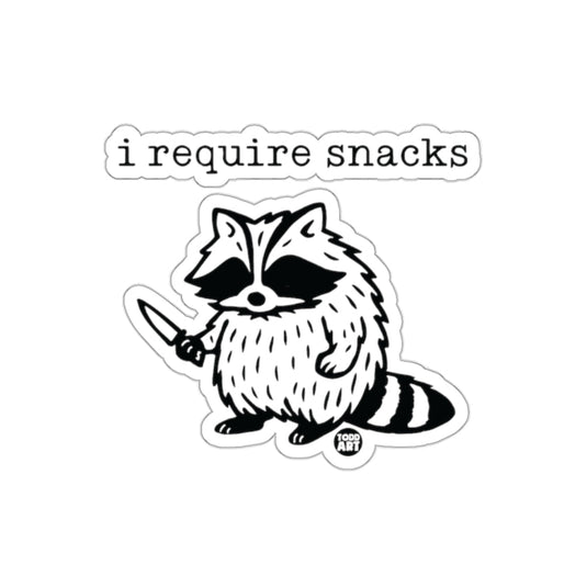 I Require Snacks Raccoon with Knife Funny sticker