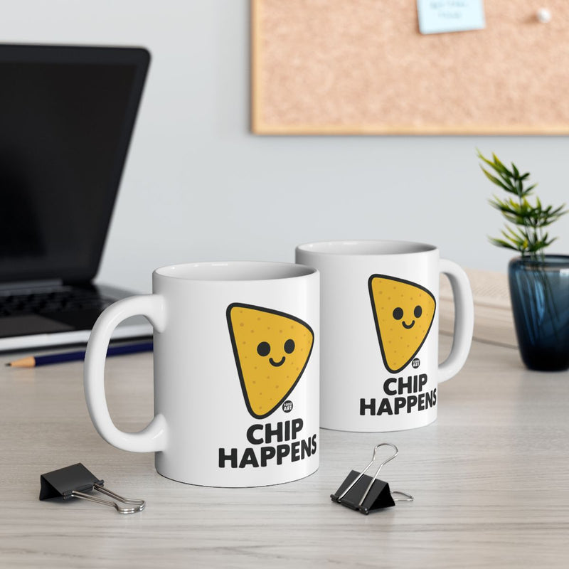 Load image into Gallery viewer, Chip Happens Smiling Chips Design Drinking Mug
