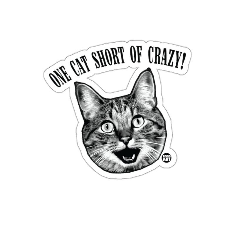 Load image into Gallery viewer, One Cat Short Of Crazy Cat Face Sticker Product
