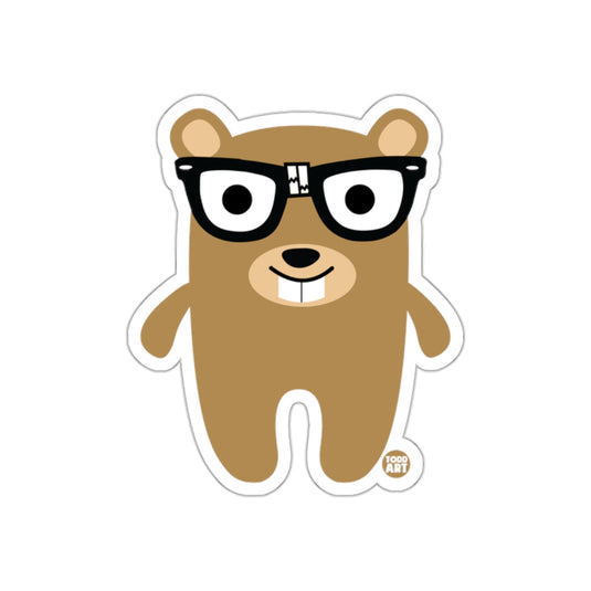 Cute Nerdy Bear With Glasses Cartoon Sticker