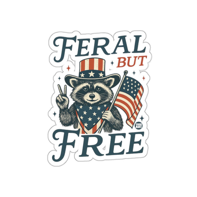 Load image into Gallery viewer, Feral But Free Raccoon Patriotic Sticker
