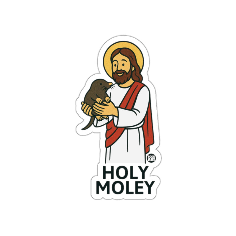 Load image into Gallery viewer, HOLY MOLEY Sticker - Jesus Holding Mole Illustration
