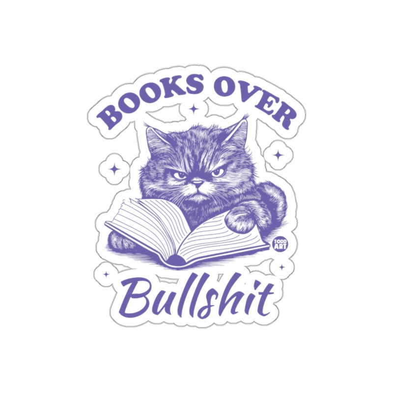 Load image into Gallery viewer, Books Over Bullshit Reading Cat Funny Sarcastic sticker
