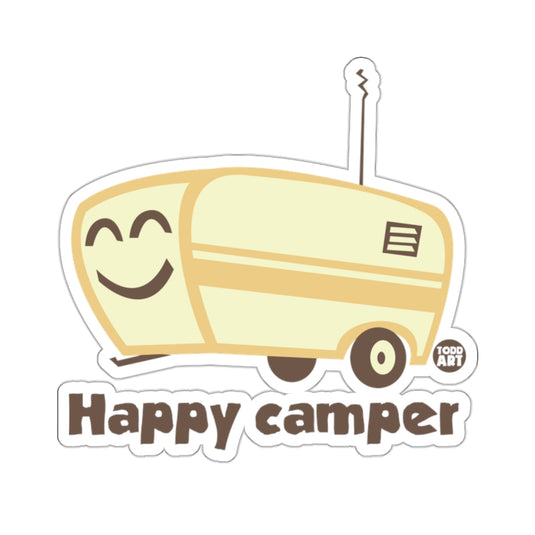 Happy Camper Cartoon Trailer Graphic Design sticker