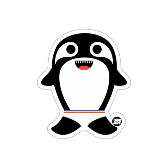Cute Cartoon Penguin Sticker with Red Smile Decal