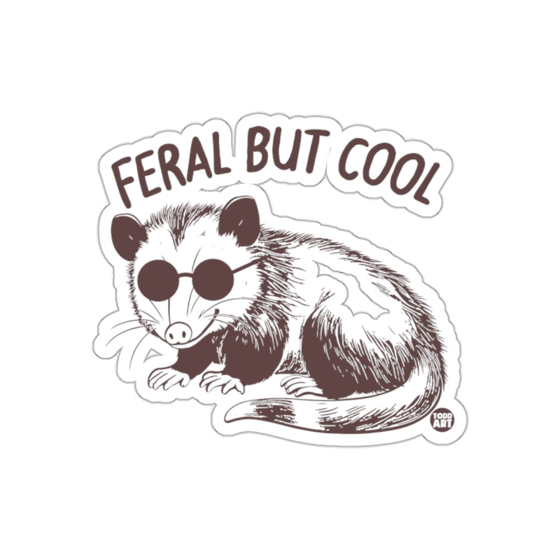 Load image into Gallery viewer, Cool Opossum with Sunglasses Feral But Cool sticker
