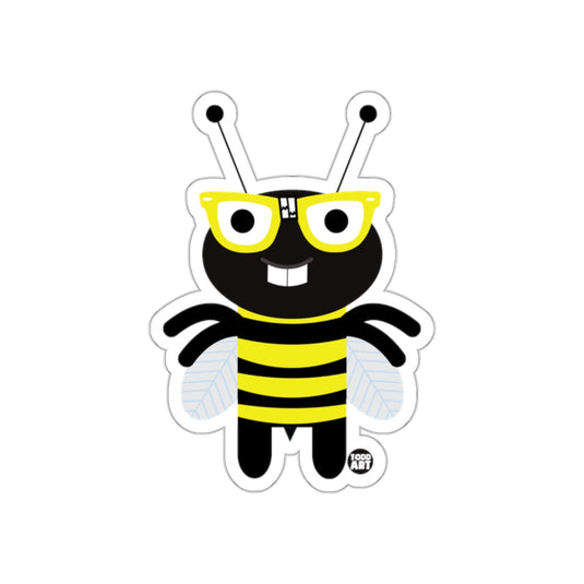 Cute Cartoon Bee with Glasses Fun Sticker Design