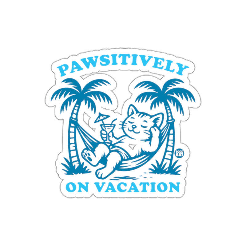 Load image into Gallery viewer, Pawsitively On Vacation Cat Relaxing Sticker
