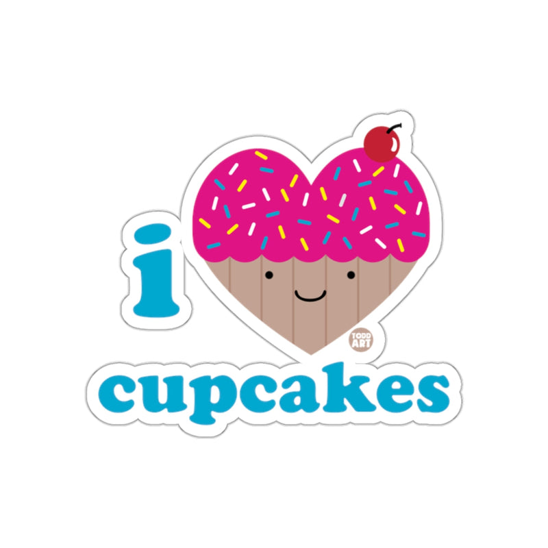 Load image into Gallery viewer, I Love Cupcakes Cute Cartoon Design Sticker
