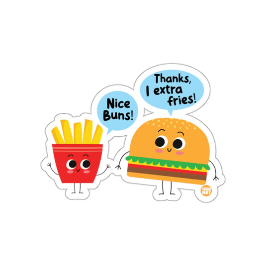 Cute Burger and French Fries Cartoon Sticker