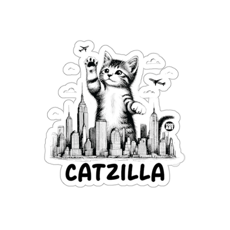 Load image into Gallery viewer, Catzilla Over New York City Todd Art Urban Monster sticker
