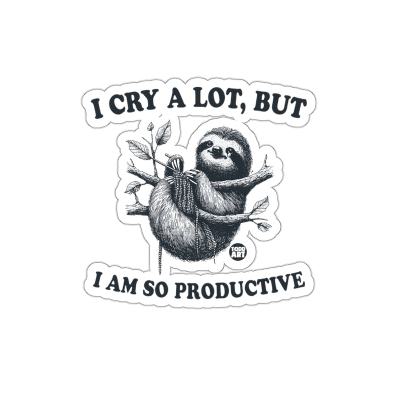 Load image into Gallery viewer, I Cry A Lot But I Am So Productive Sloth Knitting sticker
