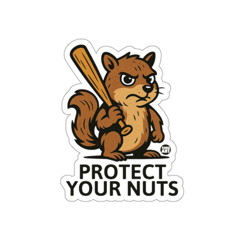 Load image into Gallery viewer, Grumpy Squirrel Bat Protect Your Nuts Funny sticker
