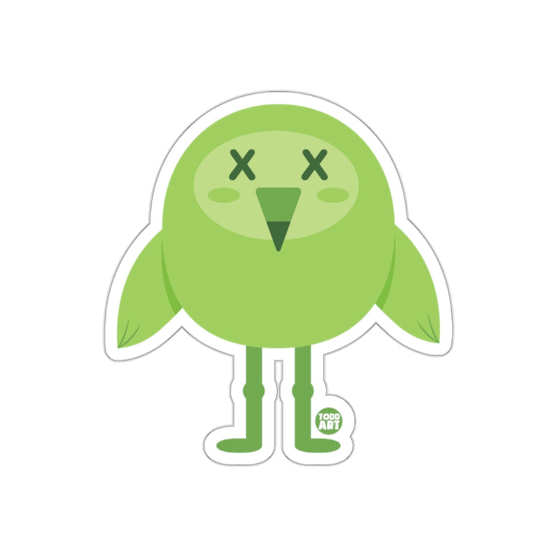 Load image into Gallery viewer, Green Cartoon Bird with Cross Eyes Sticker
