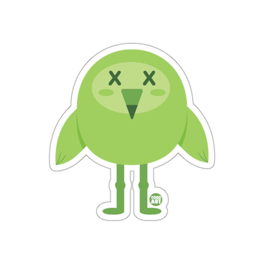 Green Cartoon Bird with Cross Eyes Sticker
