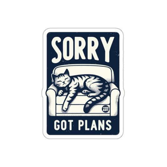 Sorry Got Plans Sleeping Cat Sticker Design