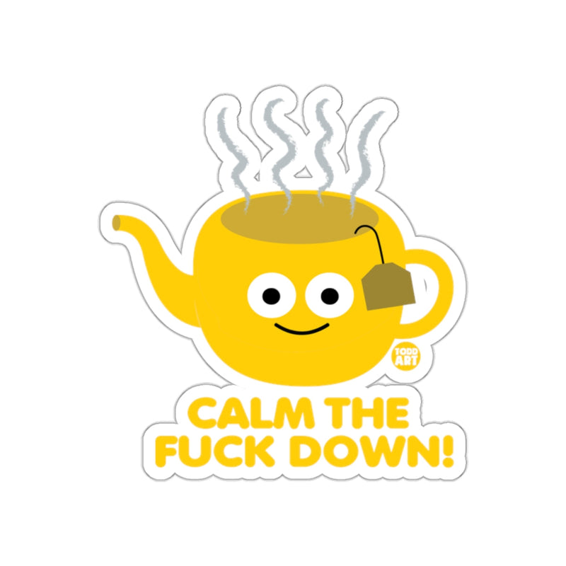Load image into Gallery viewer, Calm The Fuck Down Tea Kettle with Smiley Face Sticker
