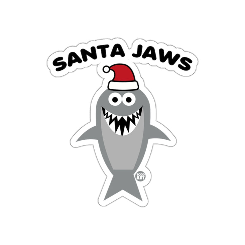 Load image into Gallery viewer, Santa Jaws Shark in Christmas Hat fun sticker design
