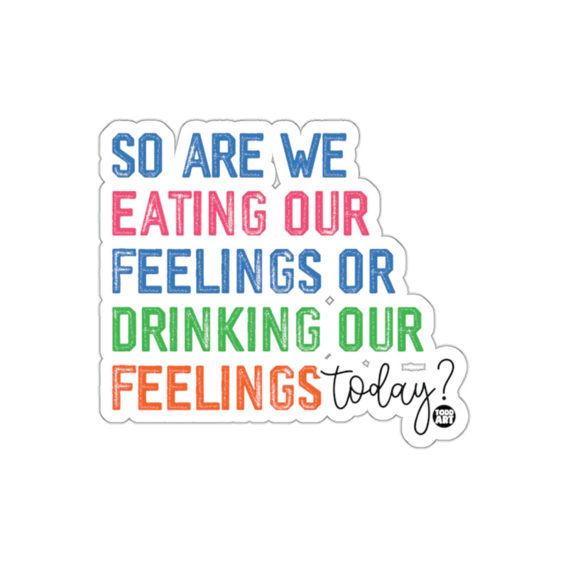 Load image into Gallery viewer, So Are We Eating Our Feelings Or Drinking Our Feelings Sticker
